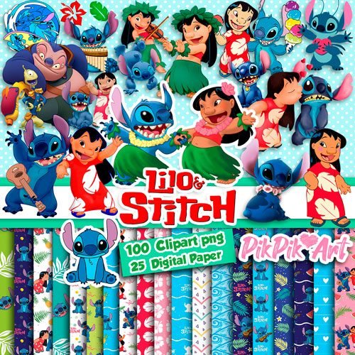 Lilo Stitch 20 Digital Paper & free PNG Clipart included, free pgn Clipart,  Lilo Stitch ohana, Scrapbook papers digital - Instant Download