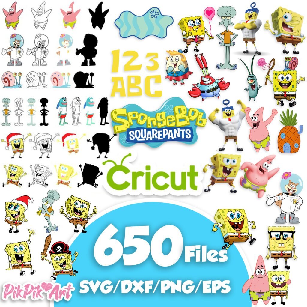 SpongeBob Bundle Clipart Png and Svg - Instant Download
